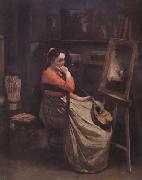 Jean Baptiste Camille  Corot L'atelier (mk11) oil painting on canvas
